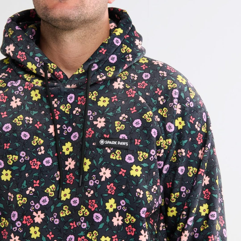 Vintage Flower Human Hoodie - Black