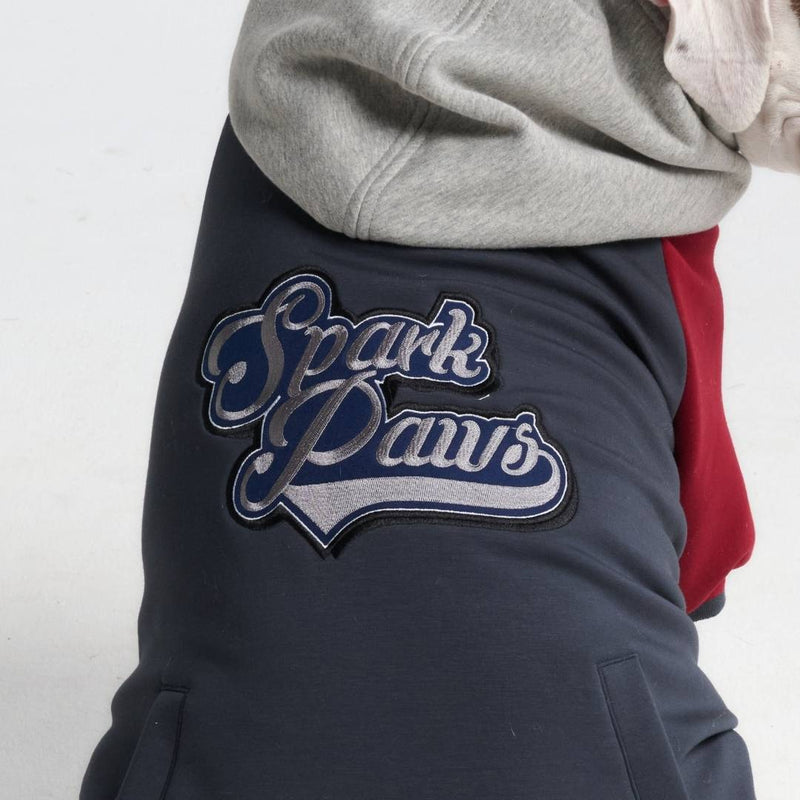 Dog Varsity Jacket - Grey Red