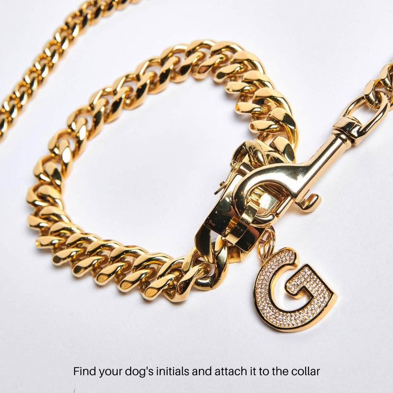 Miami Cuban Link 20mm Dog Gold Chain  Stainless Steel Thick Chain Dog  Collar – SPARK PAWS